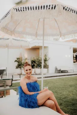 Samantha Lentini Feather Mini dress  in Blue Size AU 8  for rent on The Volte - image 4