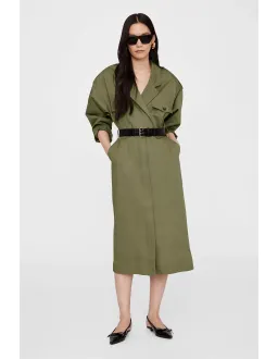 Anine Bing Zelda Coat Midi Dress in Khaki Green Size M / AU 10 for rent on The Volte - image 1