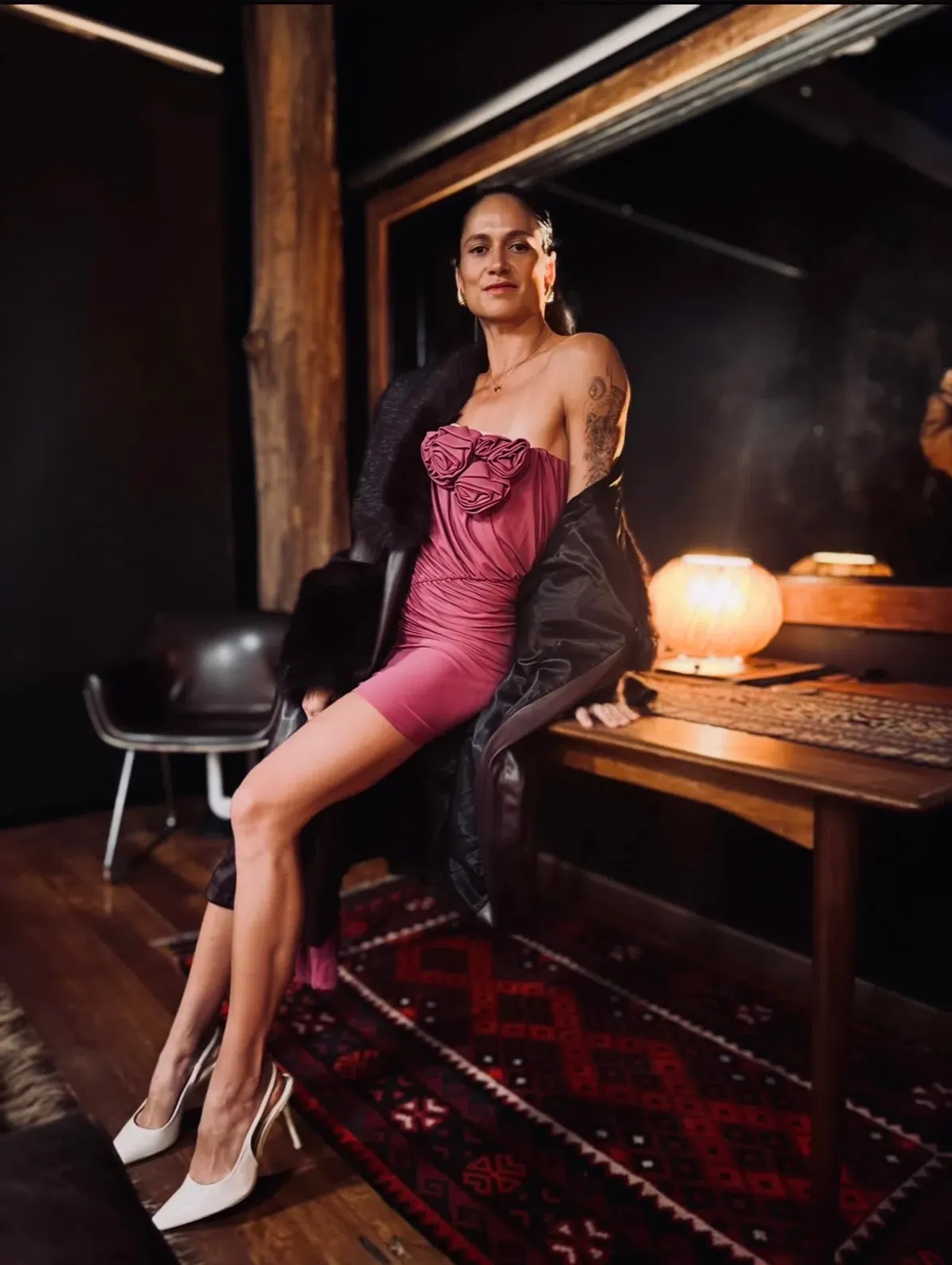 Magda Butrym Strapless Violet Sash Mini Dress Pink  Size S/Au 8  for rent on The Volte - main image