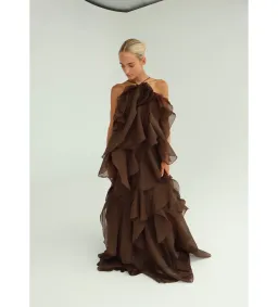 Aje Pandorea Layered Maxi Dress Carob Size 10 for rent on The Volte - image 4