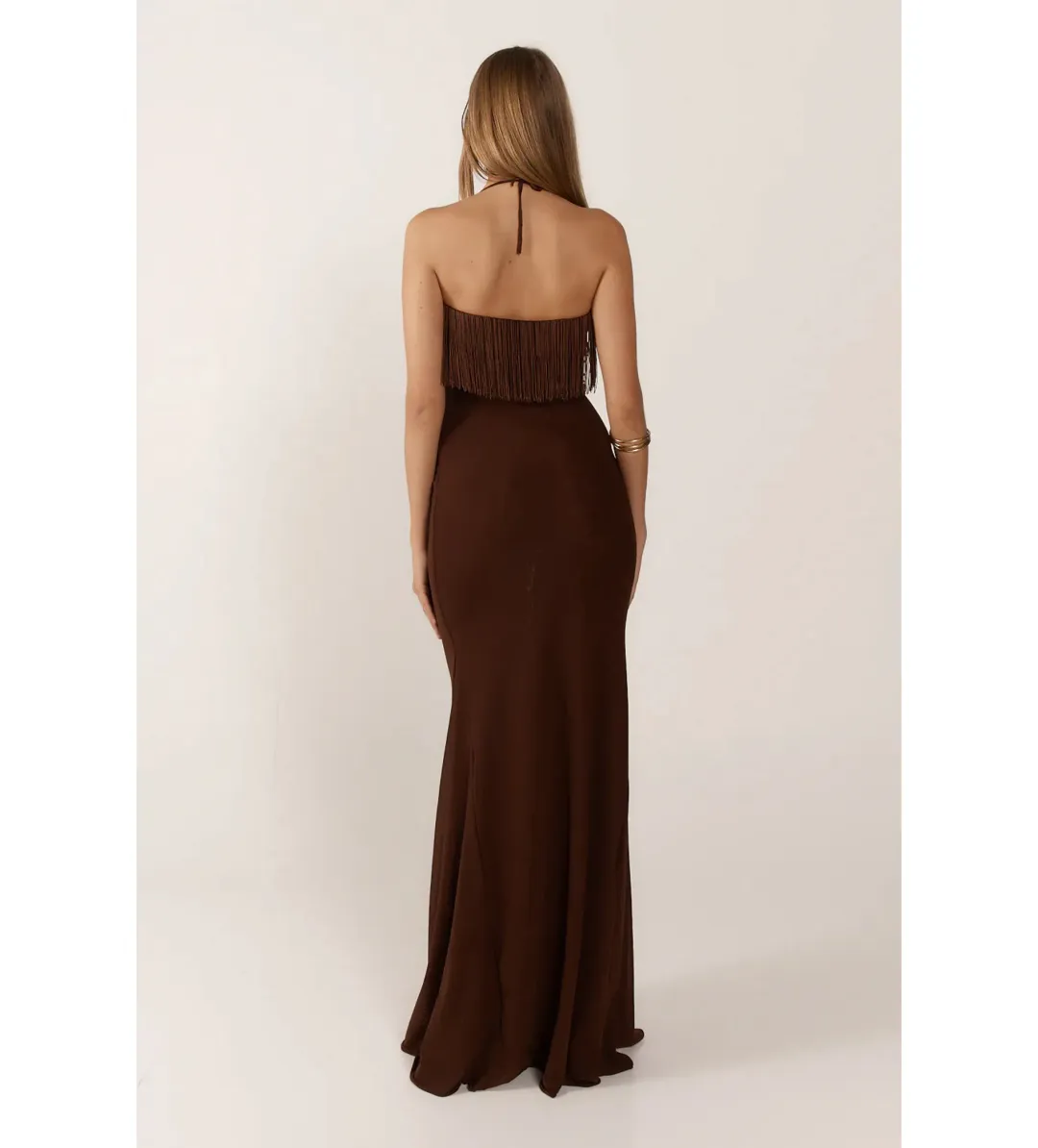 Ance Gria Camilla Maxi Dress Chocolate Brown Size XS/AU 6 for rent on The Volte - main image