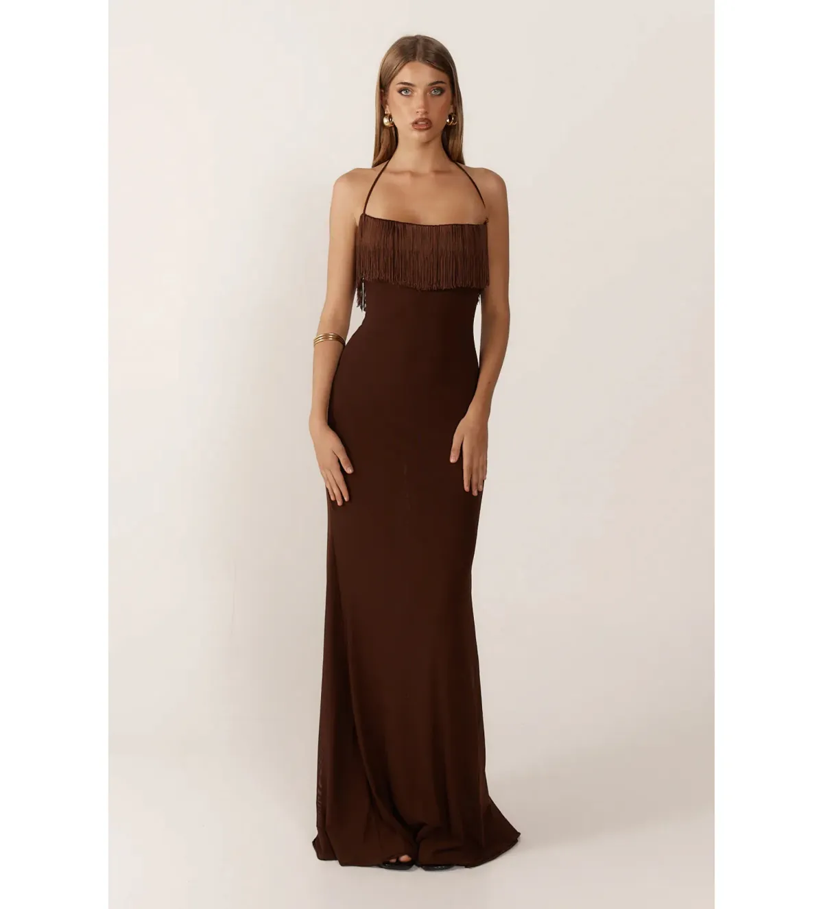Ance Gria Camilla Maxi Dress Chocolate Brown Size XS/AU 6 for rent on The Volte - main image