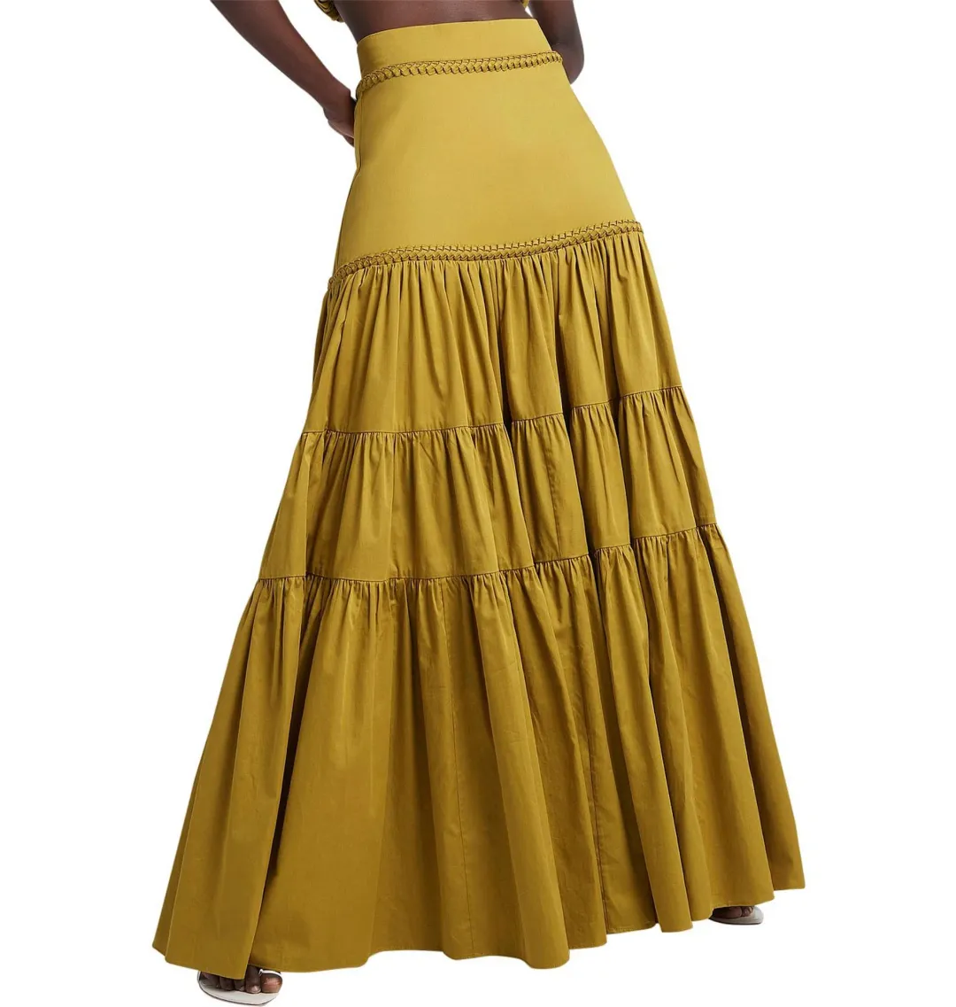 AJE Medina Casabianca Braided Tiered Skirt Yellow Size 16 for rent on The Volte - main image
