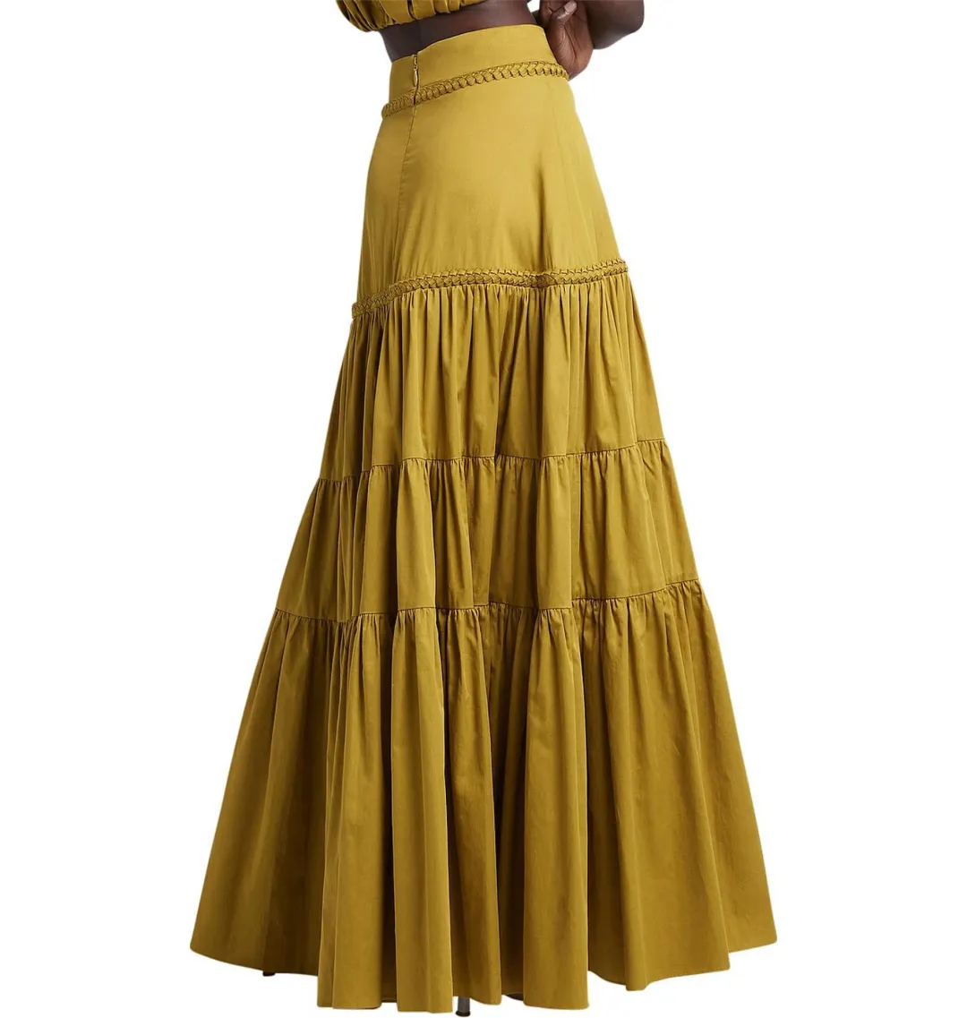 AJE Medina Casabianca Braided Tiered Skirt Yellow Size 16 for rent on The Volte - main image