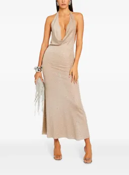 Retrofete Saar Embellished Plunge Metallic Gold Dress Size S / AU 8 for rent on The Volte - image 1