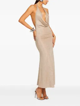 Retrofete Saar Embellished Plunge Metallic Gold Dress Size S / AU 8 for rent on The Volte - image 2
