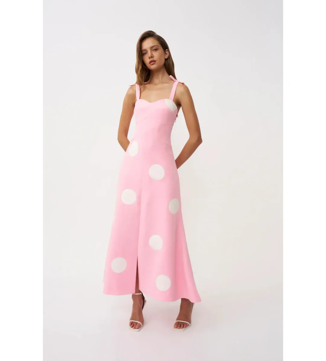By Johnny Dolcetto Spot Ankle Dress in Pink Ivory Size 10 for rent on The Volte - main image