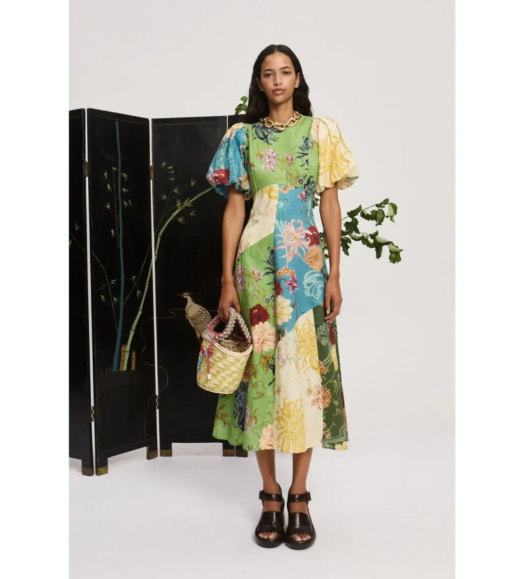 Alemais Avery Spliced Midi Dress Multi Size 10 for rent on The Volte - main image