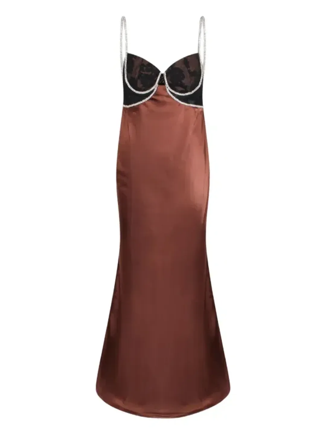 Self-Portrait Satin Diamante Maxi Dress Brown Size 8 for rent on The Volte - main image