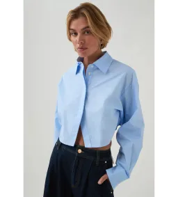 Aje Havana Cropped Shirt Cornflower Blue Size 12 for rent on The Volte - image 3