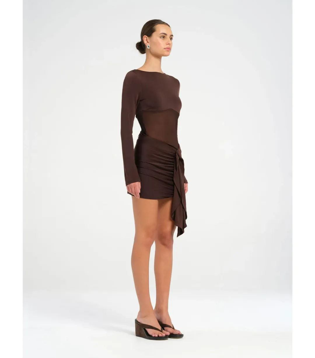 Benni Juni Mini Dress Chocolate Size AU 6 for rent on The Volte - main image