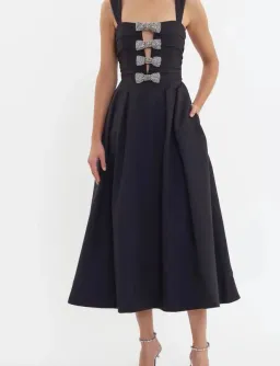 Rebecca Vallance Luiza Strap Midi Dress Black Size 8 for rent on The Volte - image 1