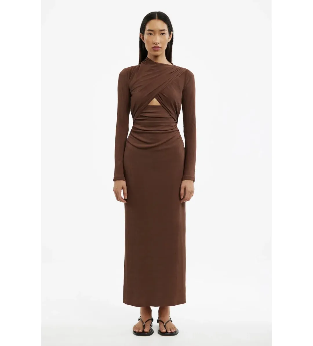 Significant Other Gabriana Long Sleeve Midi Dress in Brown Size AU 10 for rent on The Volte - main image