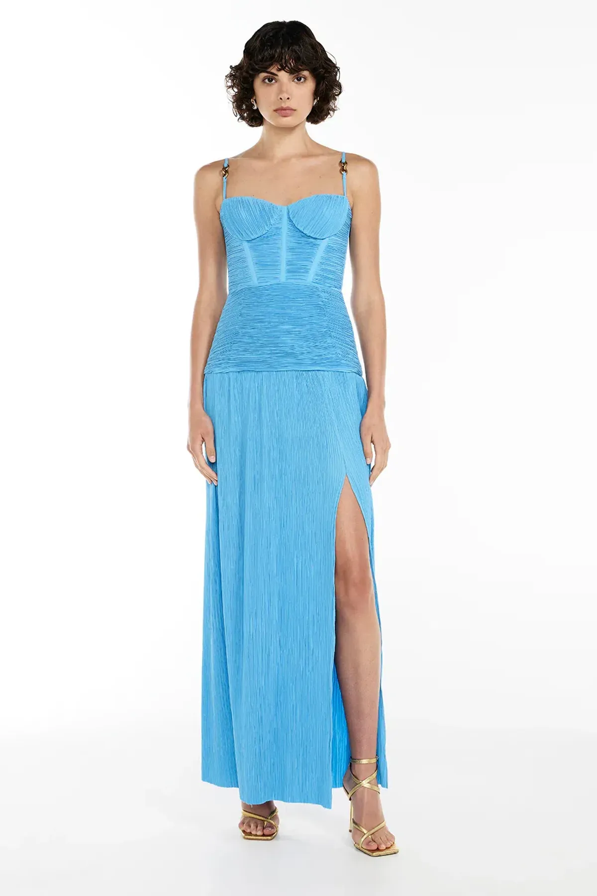 Manning Cartell Double Time Pleat Maxi Dress Cerulean Blue Size 8 for rent on The Volte - main image