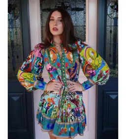 Alemais Evergreen Mini Dress In Multi Print Size 10 for rent on The Volte - image 3