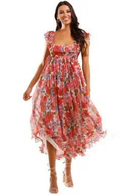Zimmerman Poppy Frill Edge Midi Dress Size 1 for rent on The Volte - image 1
