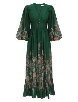 Zimmermann Rhiannon Plunge Maxi Dress Green Multi Paisley Size 3 / AU 14 for rent on The Volte - image 5