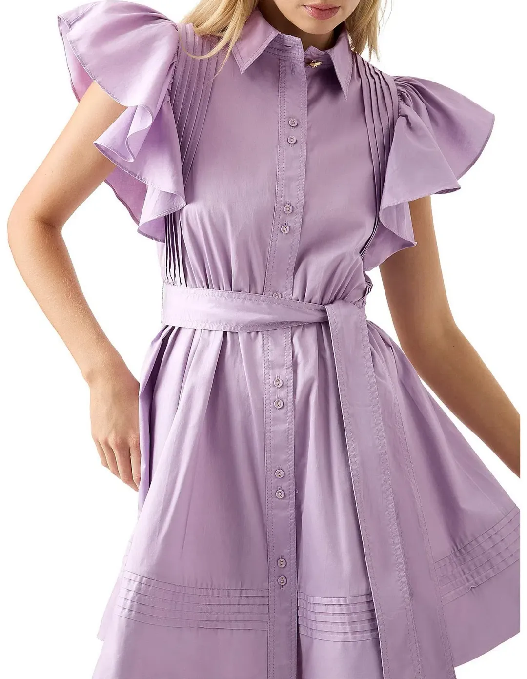 Aje Kindred Frill Mini Dress Lilac Size 12 for rent on The Volte - main image