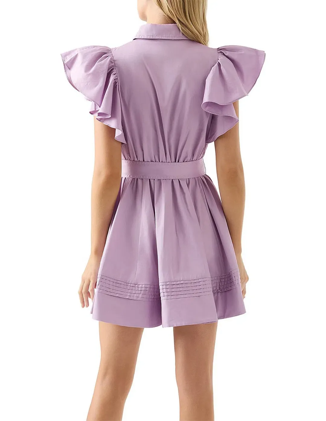 Aje Kindred Frill Mini Dress Lilac Size 12 for rent on The Volte - main image