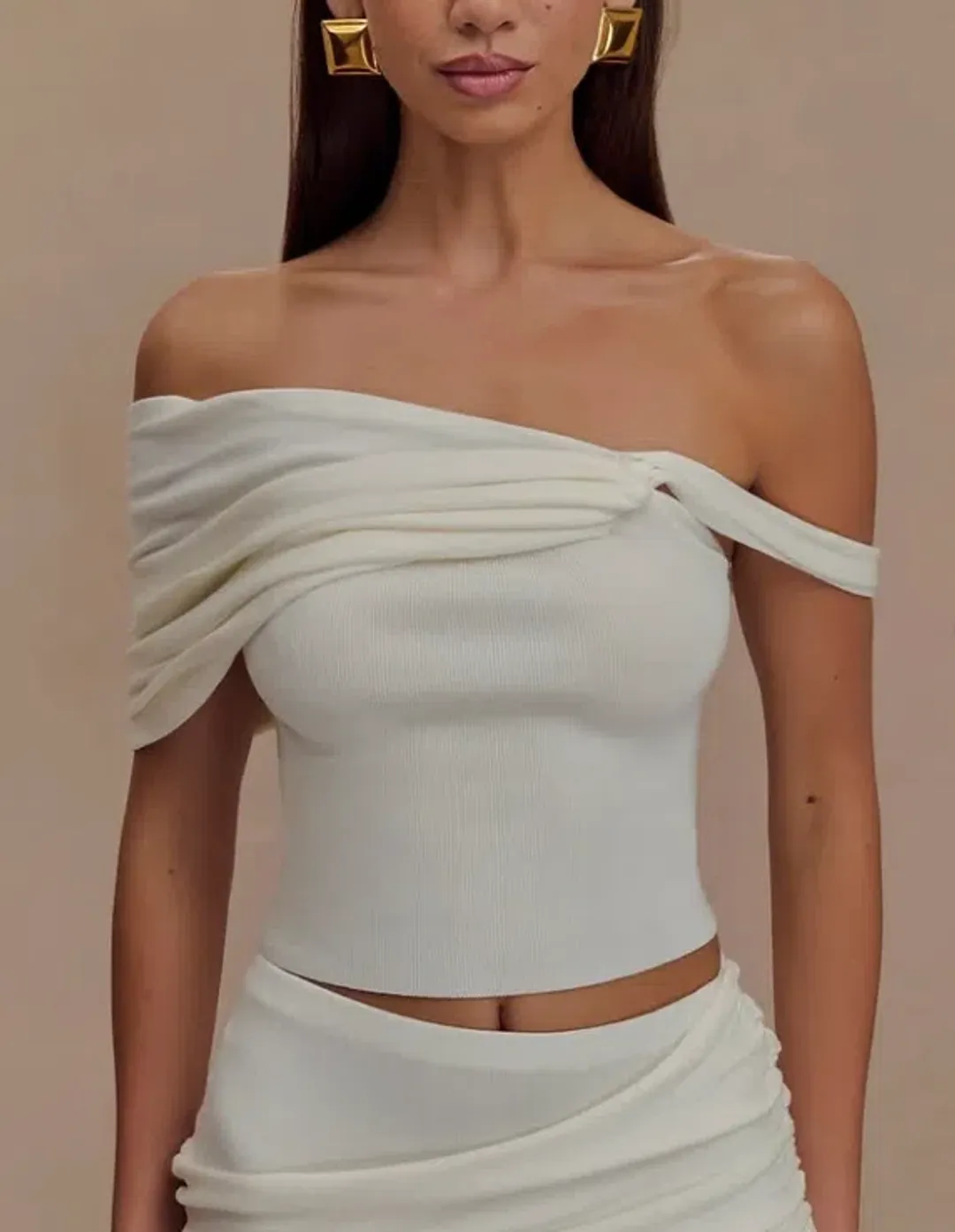 Meshki Irene Top & Skirt Set Ivory Size AU 8 for rent on The Volte - main image