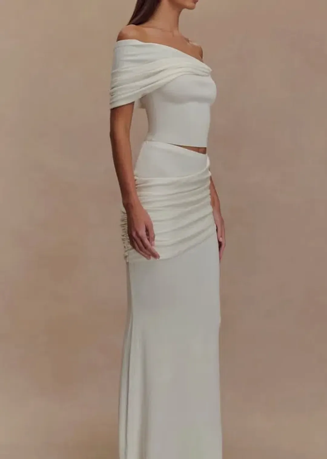 Meshki Irene Top & Skirt Set Ivory Size AU 8 for rent on The Volte - main image