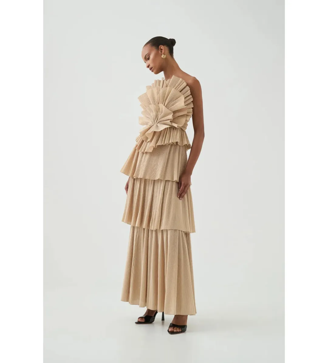 Aje Kyra Gown Gold Size AU 8  for rent on The Volte - main image