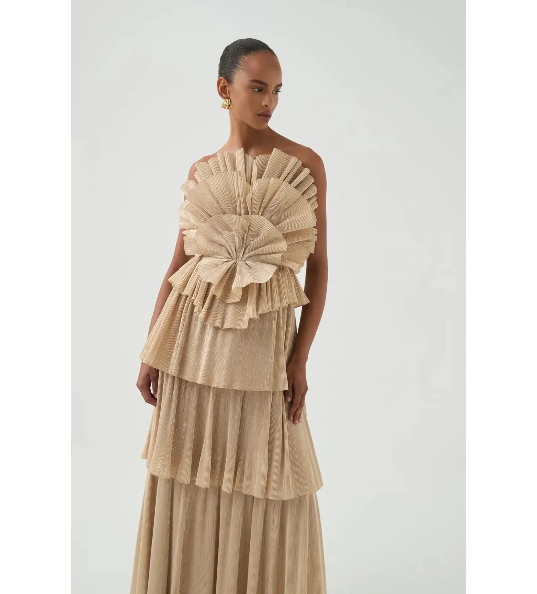 Aje Kyra Gown Gold Size AU 8  for rent on The Volte - main image