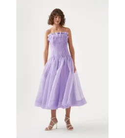 Aje Horizon Pintucked Midi Dress Lilac Size 6 for rent on The Volte - image 3