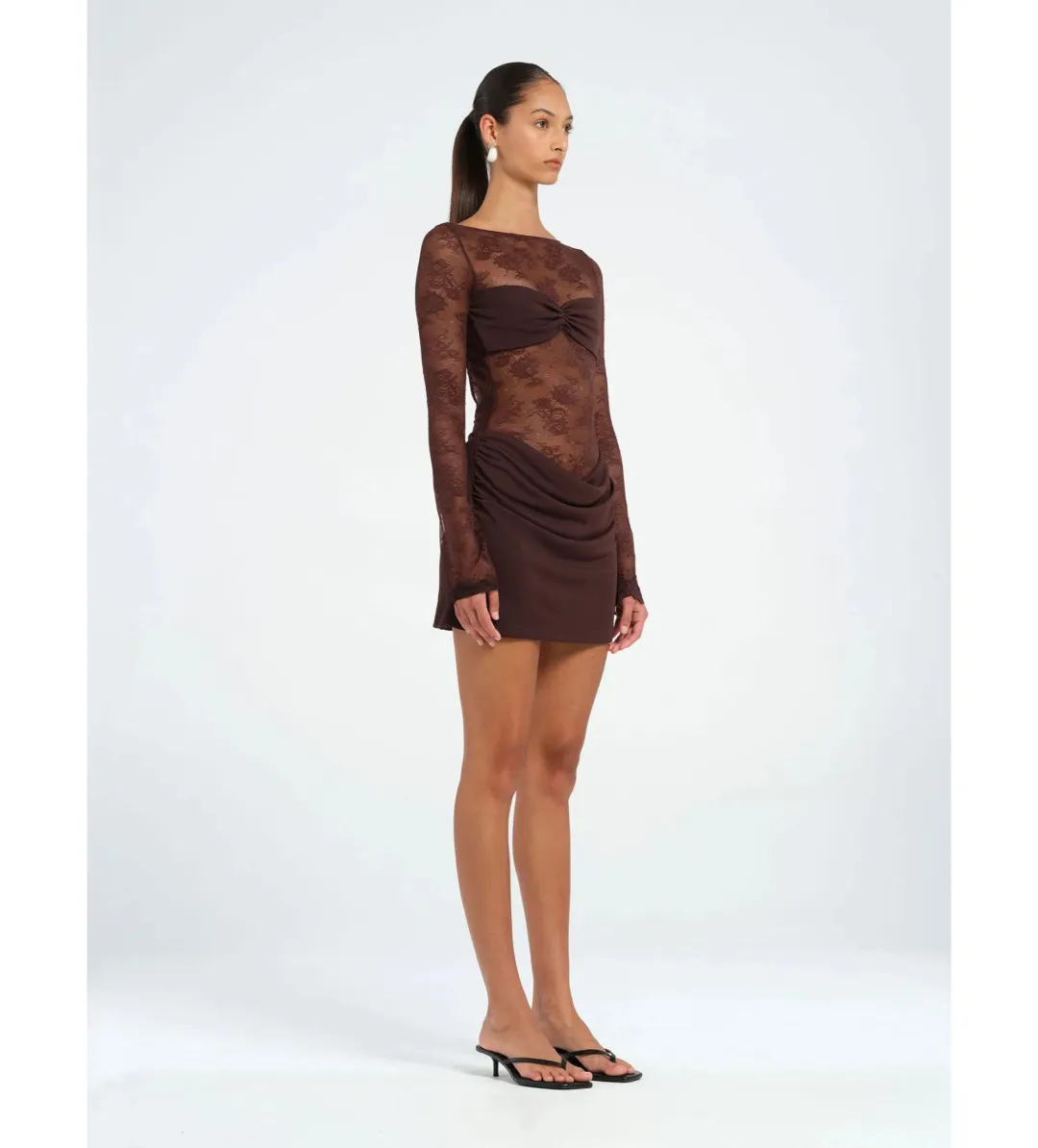 BENNI Oskar Mini Dress in Brown Size 8 for rent on The Volte - main image