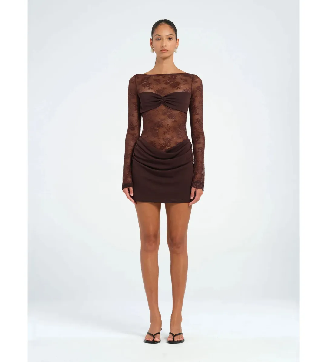 BENNI Oskar Mini Dress in Brown Size 8 for rent on The Volte - main image