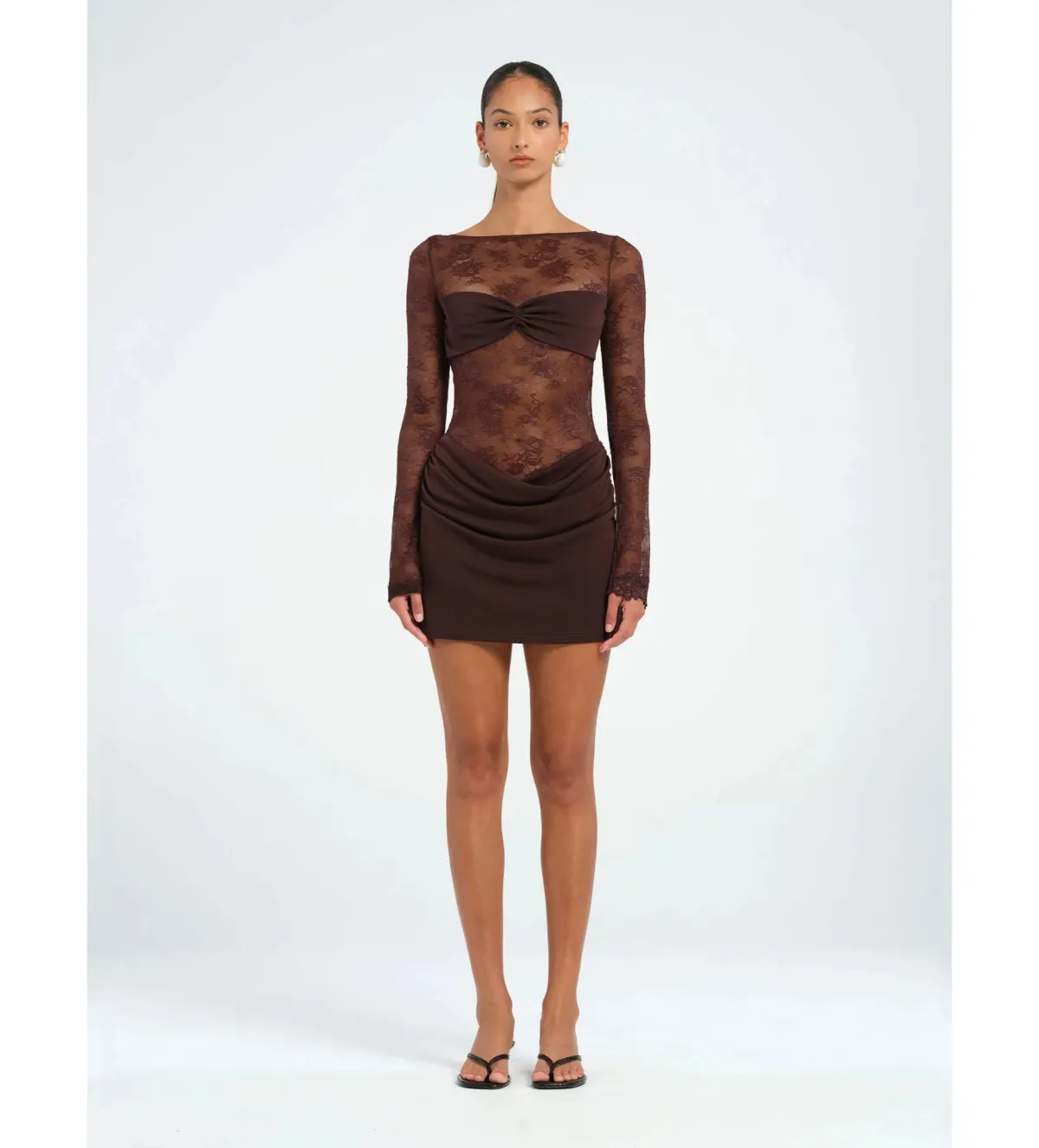 BENNI Oskar Mini Dress in Brown Size 8 for rent on The Volte - main image