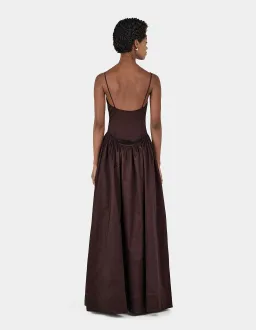 Hansen and Gretel Bellini Taffeta Floor Length Gown in Chocolate Brown Size 6/XS for rent on The Volte - image 3