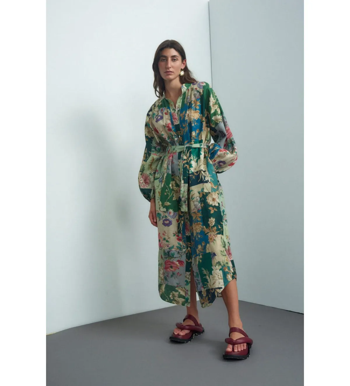 Alemais Loretta Patchwork Shirt Dress Floral Size 10 for rent on The Volte - main image