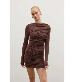Bayse Kai Mini Dress Chocolate Size XS/AU 6 for rent on The Volte - image 2