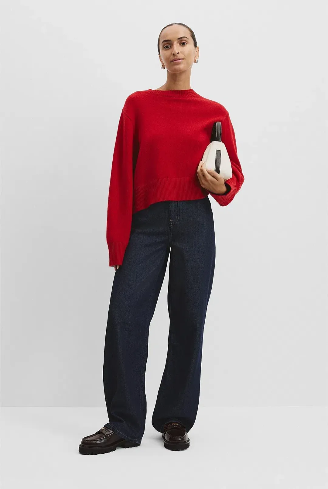 Country Road Organically Grown Cotton Blend Crop Crew Neck Knit Red Size AU  for rent on The Volte - main image