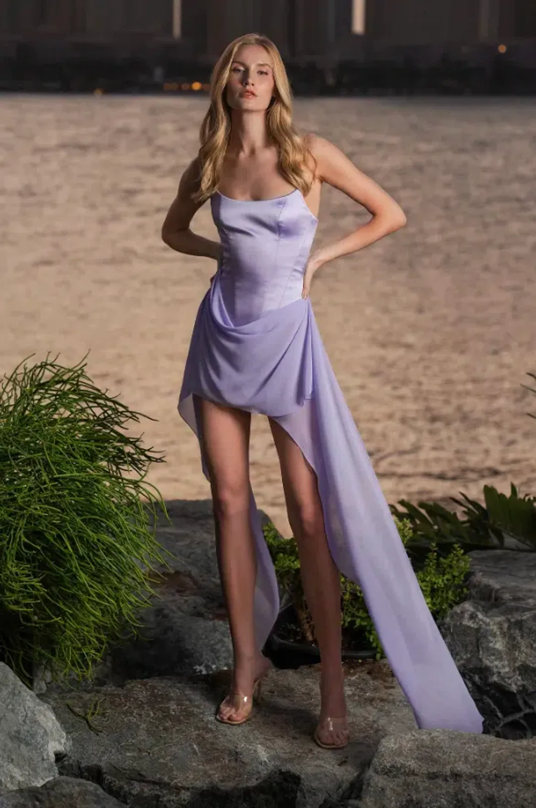 Lunes Paris Mira Bustier Drape MIni Dress White Size 10 for rent on The Volte - main image