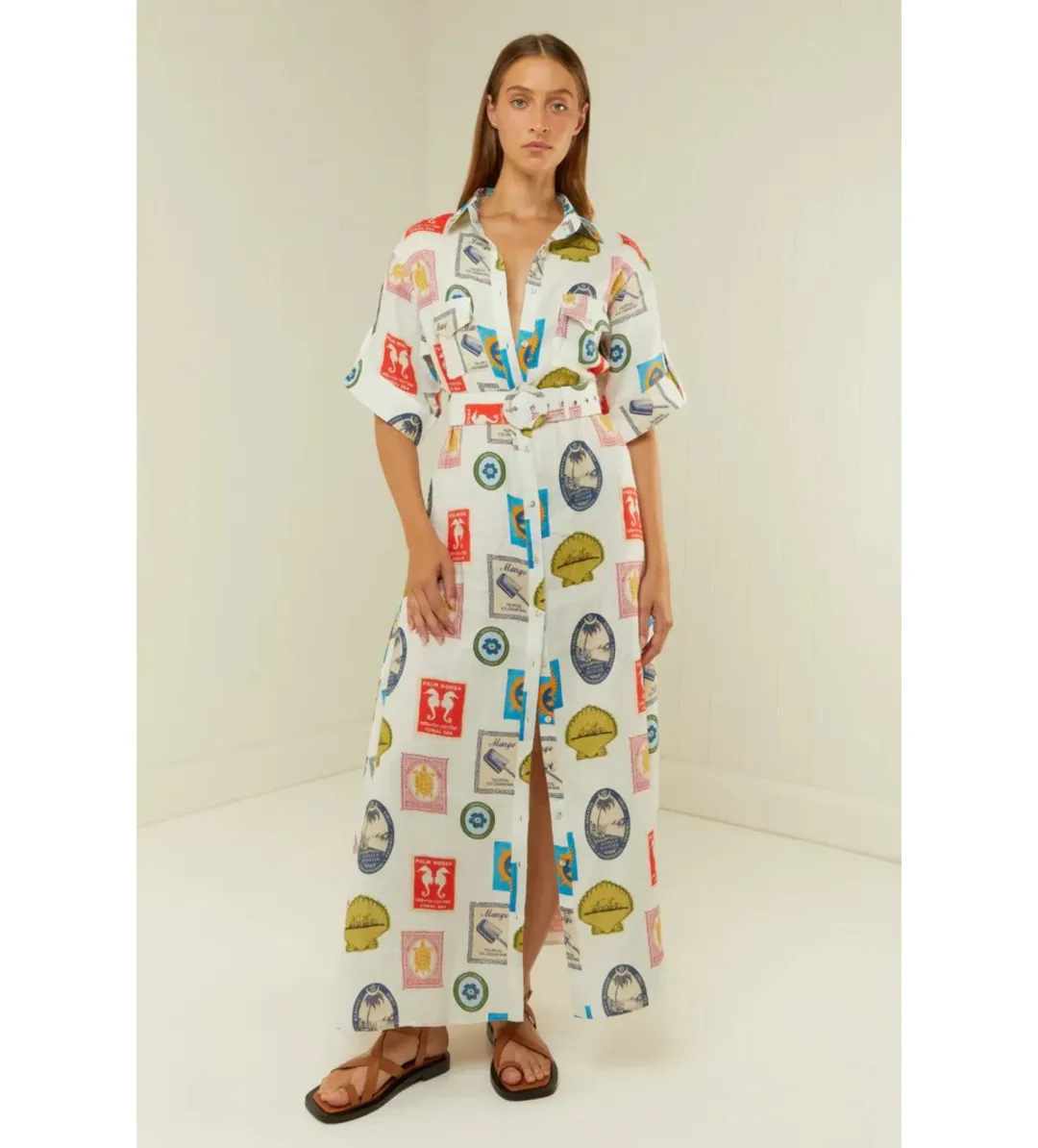 Palm Noosa Memento Maxi Dress Holiday Stamp Size AU 6 for rent on The Volte - main image