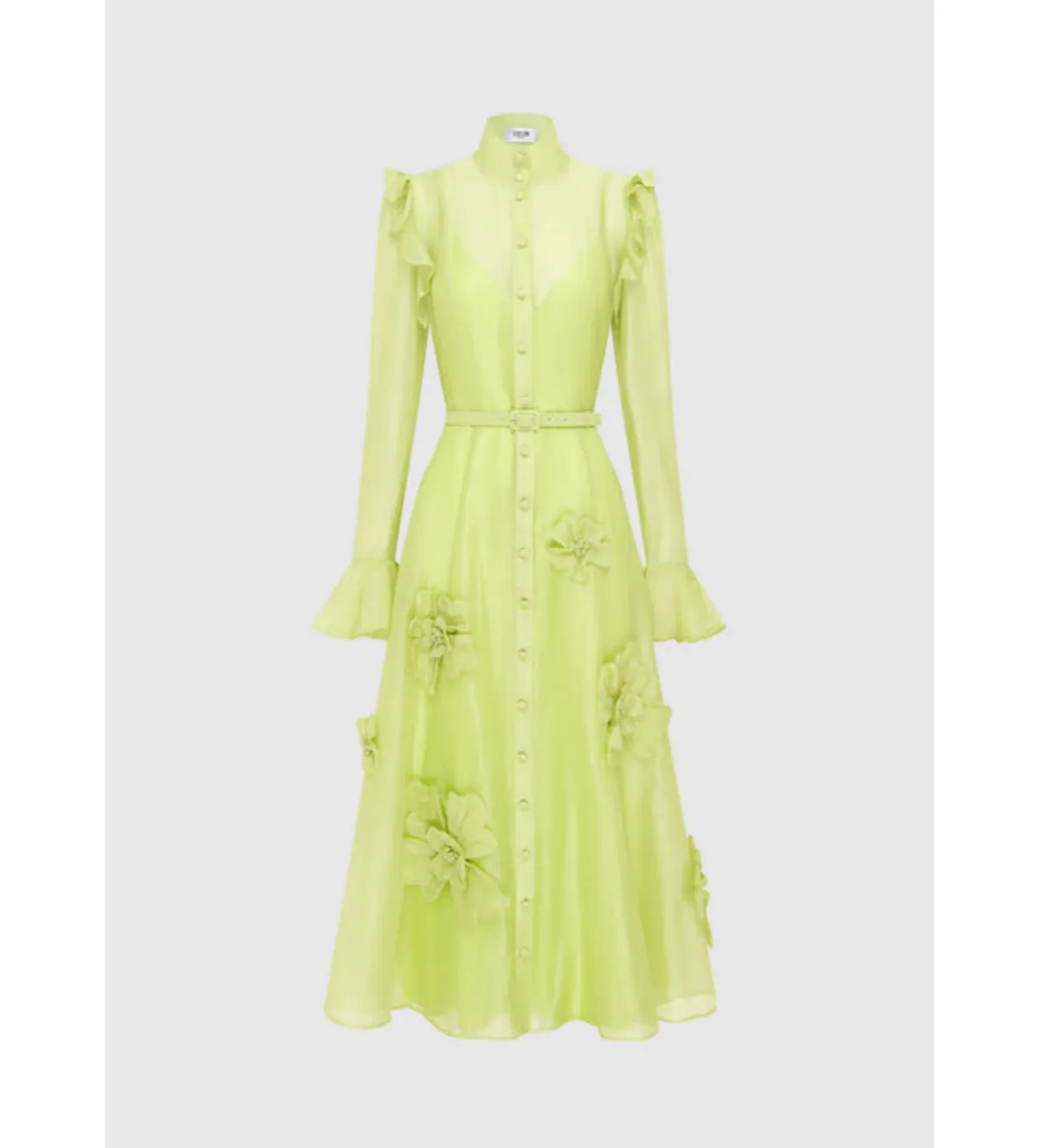 LEO LIN Katrina Butterfly Midi in Chartreuse Size 14  for rent on The Volte - main image