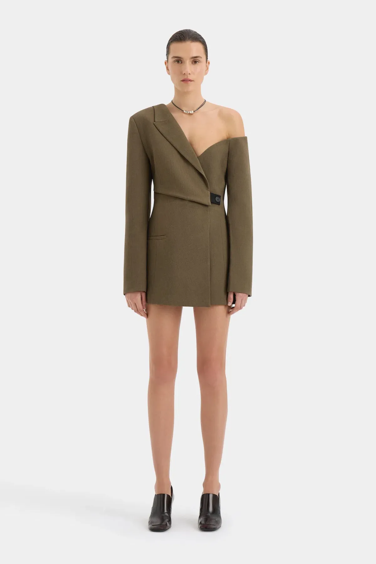 Sir the Label Sartoria Mini Dress in Chocolate Marle Size 8  for rent on The Volte - main image