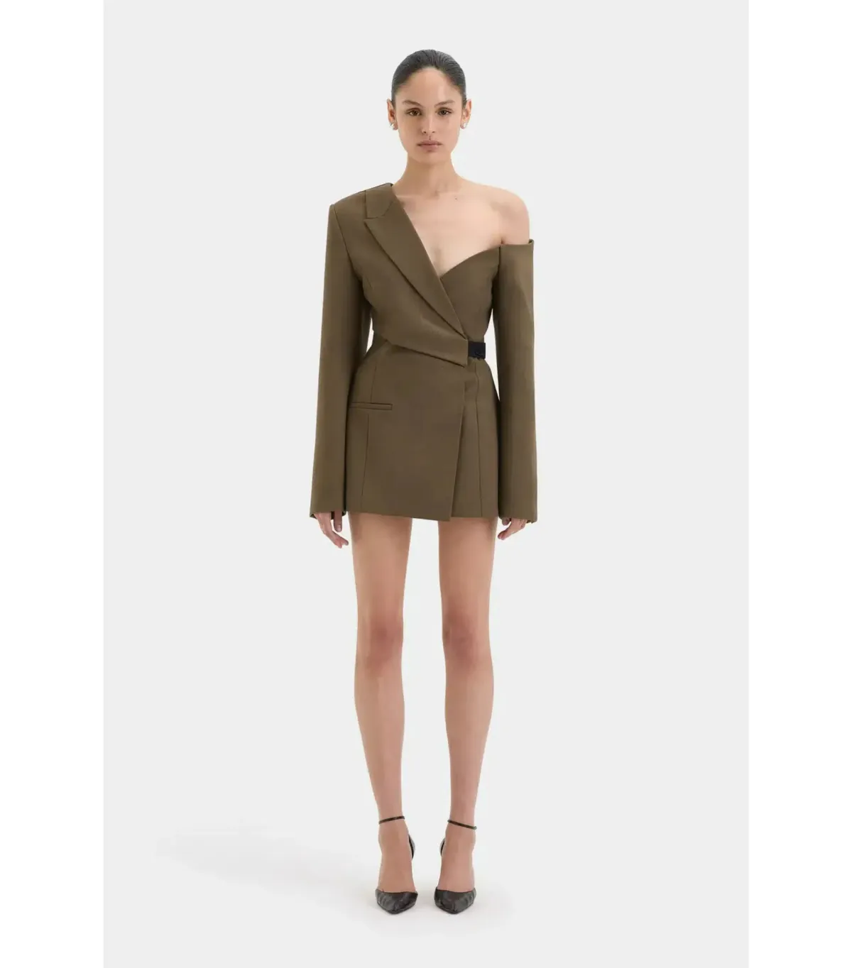 Sir the Label Santoria Mini Dress in Chocolate Marle Size AU 10  for rent on The Volte - main image