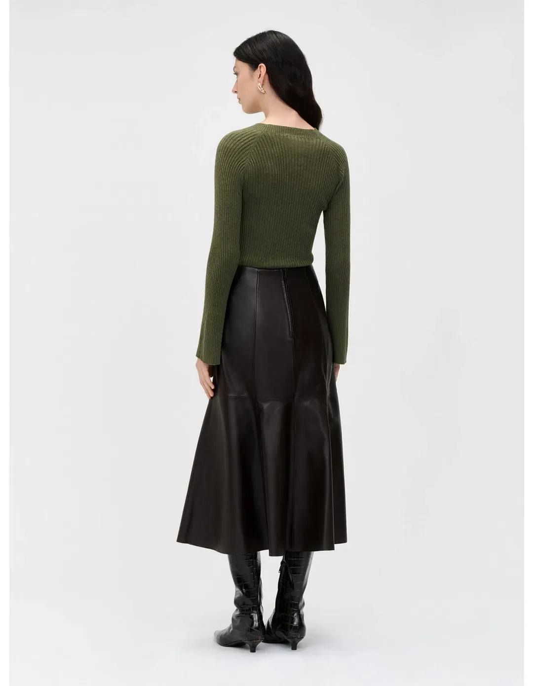 Veronika Maine Olive Merino Cotton Flared Sleeve Knit Size 8/S for rent on The Volte - main image