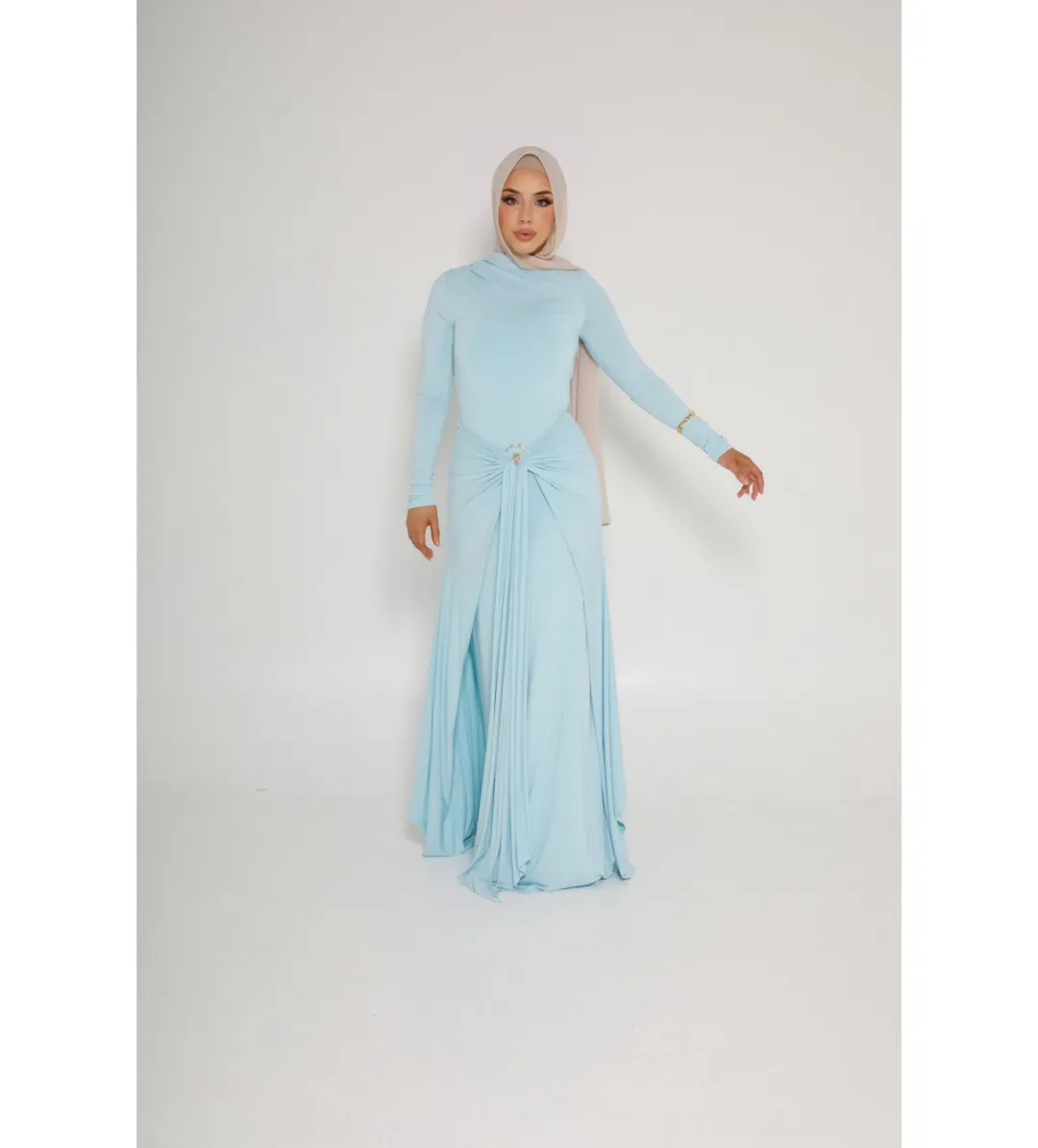 Alaia Muse Yasmin Gown Blue Size 8 for rent on The Volte - main image