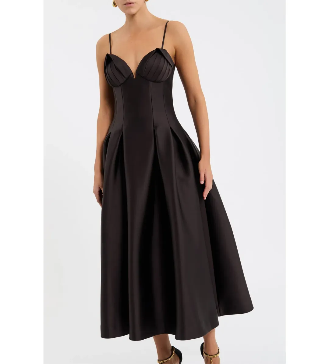 Rebecca Vallance Saskia Midi Dress Chocolate Size AU 12 for rent on The Volte - main image