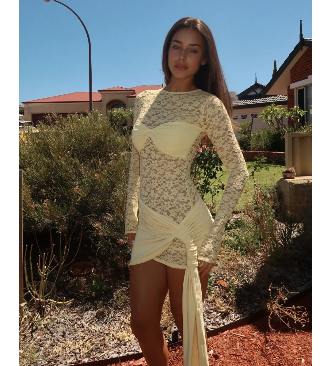 Deconduarte Ortigia Mini Dress in Yellow Size 12 for rent on The Volte - main image