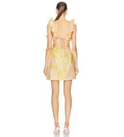 Zimmermann The Golden Ruffle Mini Dress in Pink/Gold Floral Size 2 /AU 12 for rent on The Volte - image 2