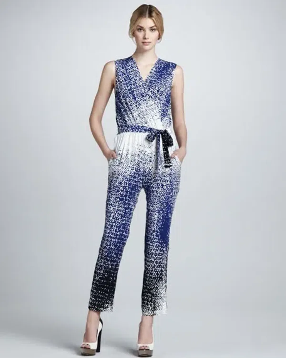 Diane Von Furstenberg Kawena Jumpsuit Multi Print Size 4 for rent on The Volte - main image