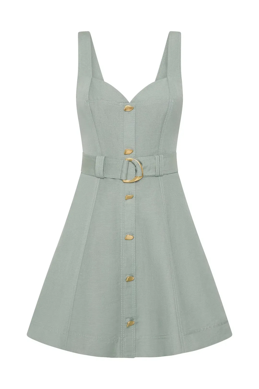 Aje Clay Belted Mini Dress Green Size 12 for rent on The Volte - main image