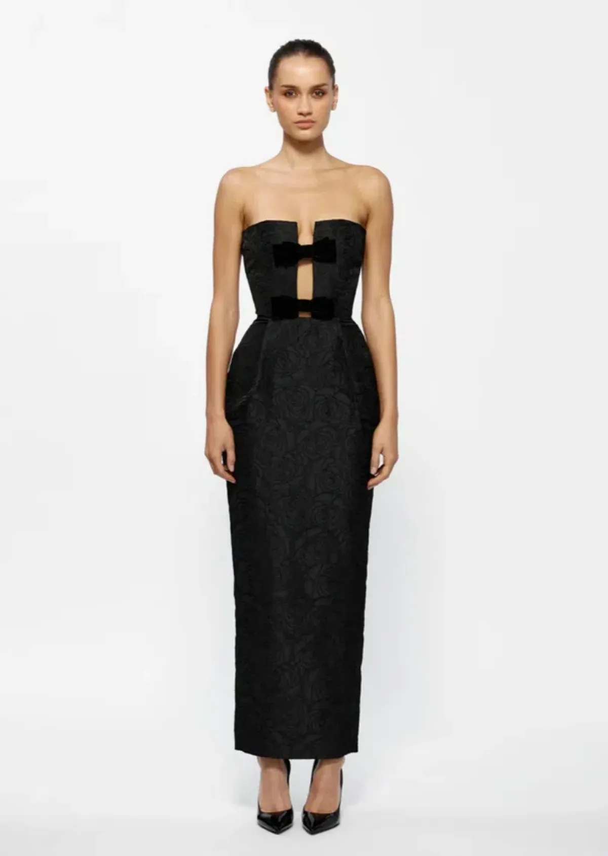 Effie Kats Kiera Dress Midi Black Size AU 10  for rent on The Volte - main image