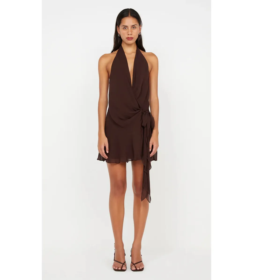 Bec & Bridge Celyse Mini Dress Dark Chocolate Size 8 for rent on The Volte - main image