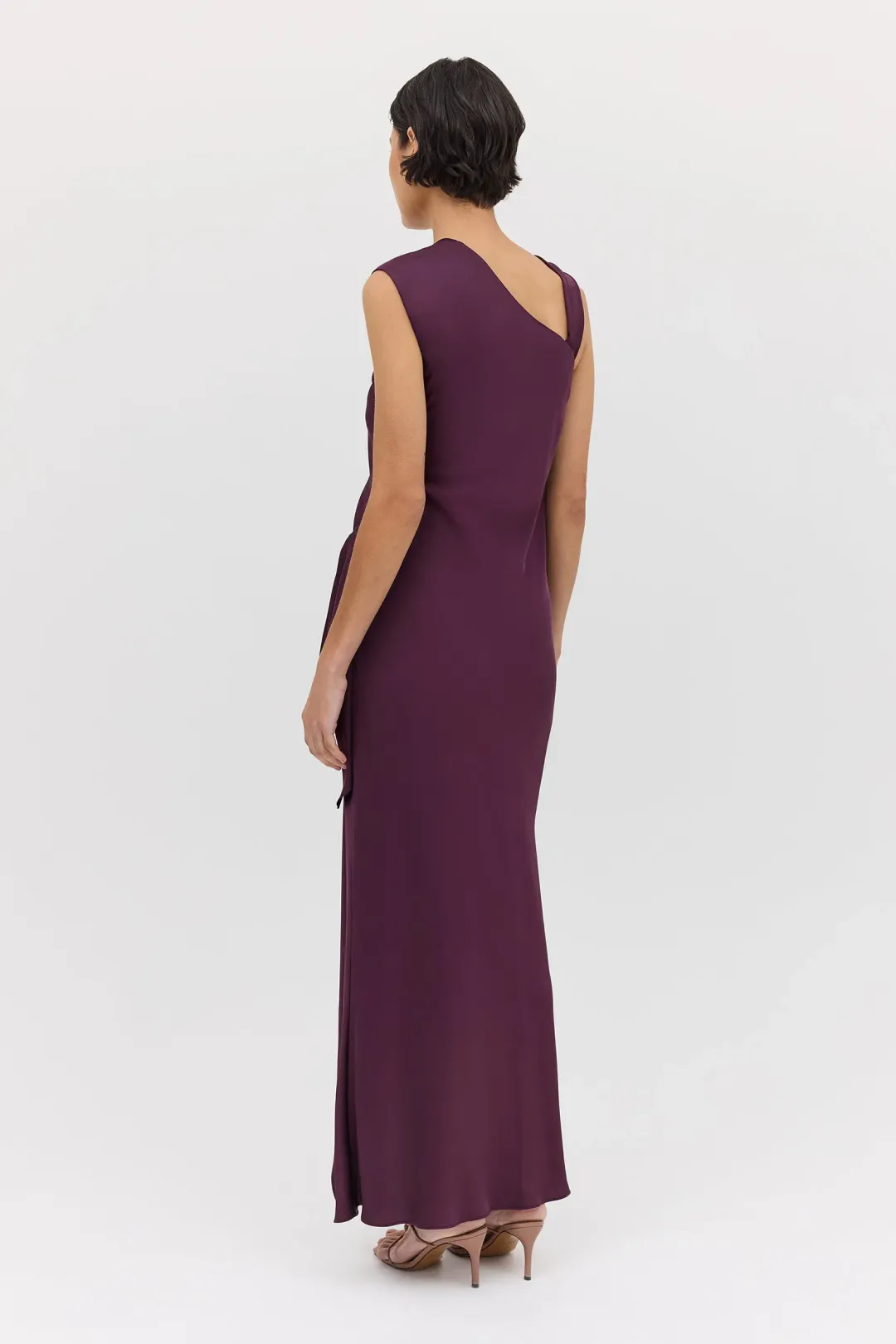 Bianca Spender Aubergine Satin Deviation Gown Size 10 for rent on The Volte - main image